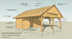 Doppelcarport mit Satteldach 6,00 x 8,00 m Grundfläche